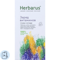 Чай Herbarus Заряд витаминов, травяной, 24 пакетика