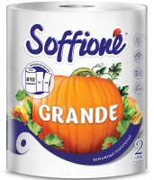Бумажные полотенца Soffione 2 слоя, 1 рулон 1/2 листа,  69.54м, белые