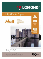 Фотобумага для струйных принтеров Lomond А4, 100 листов, 90г/м2, матовая, односторонняя, 102001