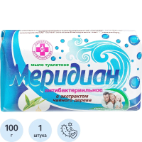 Мыло туалетное Меридиан Антибактериальное с экстрактом чайного дерева, 100г