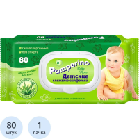 Салфетки влажные PAMPERINO ДЕТСКИЕ 80шт в упаковке с клапаном
