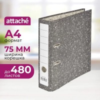 Папка-регистратор А4 Attache A4 мрамор черная, 75мм