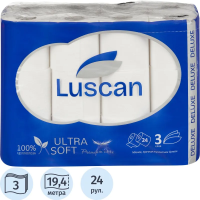 Туалетная бумага Luscan Deluxe 3 слоя, 24 рулона, 19,3 м, белая