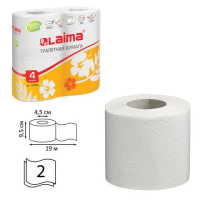 Туалетная бумага Laima 2 слоя, 4 рулона, 19м, белая