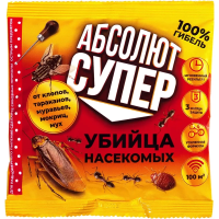 Средство от насекомых 100 г, АБСОЛЮТ ДУСТ СУПЕР, пакет, АДС100
