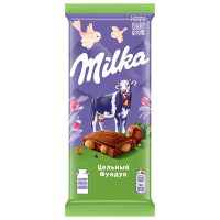 Шоколад Milka Цельный фундук молочный, 80г