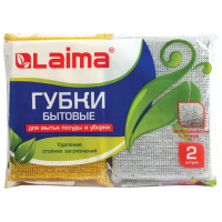 Губка Laima в металлизированной оплетке, 2.8х11.5х7.8см, ассорти, 2шт/уп