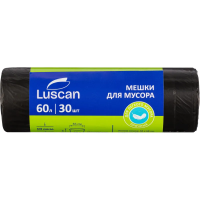 Мешки для мусора ПНД 60л 58х68см 10мкм черного цвета 30шт/рул Luscan_СПБ