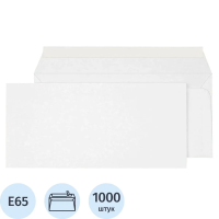 Конверт почтовый Ecopost Е65 белый, 110х220мм, 80г/м2, 1000шт, стрип