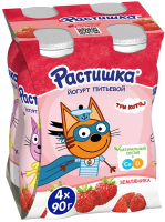 Йогурт питьевой детский Растишка Земляника 1.6% с 3 лет, 90г x 4 шт