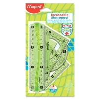 Набор чертежный Maped Flex Mini 4 предмета, линейка 15см, 2 угольн, трансп, ассорти, блистер, 244069