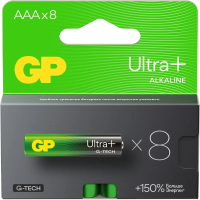 Батарейка Gp Ultra+ Alkaline AAA LR03, 8шт/уп