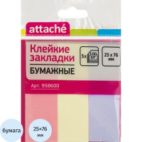 Клейкие закладки бумажные Attache 3 цвета, 25х76мм, 300 листов