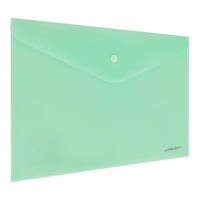 Папка-конверт с кнопкой BRAUBERG 'Pastel', А4, матовая непрозрачная, мятная, ПРОЧНАЯ 0,2 мм, 272883