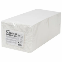 Салфетки бумажные Laima 33x33 см, 200шт, 2 слоя, белые, 1/4 сложение