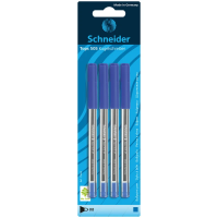 Набор шариковых ручек Schneider Tops 505 M синие, 4шт/уп, 1мм, прозрачный корпус, одноразовые