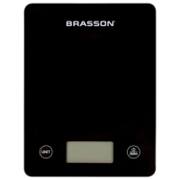 Весы кухонные УМНЫЕ BRASSON (БРАССОН) KS-22D, до 10 кг, КБЖУ, приложение, стекло, черные, 458446