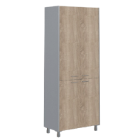 Шкаф высокий Skyland Offix NEW OHC 87.3, дуб сонома светлый/металлик, 874х450х2147мм