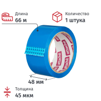 Клейкая лента упаковочная Attache 48ммх66м, синяя, 45мкм