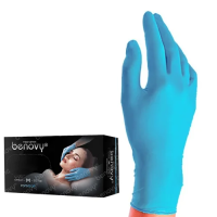 Перчатки нитриловые Benovy Nitrile TrueColor Light р.M, голубые, 50 пар