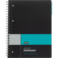 Тетрадь Smartbook серо-бирюзовая, А4, 120 листов, в клетку, на спирали, пластик