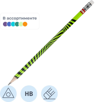 Карандаш чернографитный Kores Grafitos Neon HB, с ластиком
