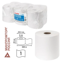 Бумажные полотенца рулонные с ц.вытяжкой Laima Universal White M2 112506 300м, 1 слой, белые, 6 рулонов