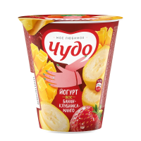 Йогурт Чудо Банан-клубника-манго 2%, 290г