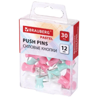 Кнопки для пробковых досок Brauberg Pastel 30шт/уп, 12мм