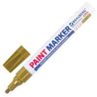 Маркер-краска Brauberg Paint Marker золотой, 4мм, нитро-основа, алюминиевый корпус