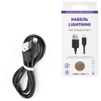 Кабель USB 2.0 Red Line Apple Lightning 1 м, черный, УТ000008646
