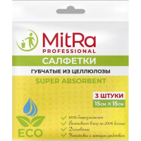 Салфетка губчатая Mitra 15х15см, губчатая, 3шт/уп