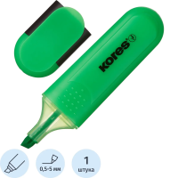 Текстовыделитель Kores Bright Liner Plus зеленый, 0.5-5 мм, скошенный наконечник