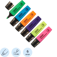 Маркер выделитель текста Attache Colored 1-5мм набор 6цв.