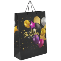 Пакет подарочный Золотая Сказка Happy Birthday, 33x12.7x44.7см, черный