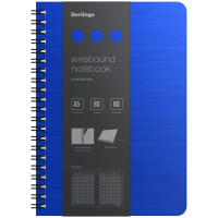 Бизнес-тетрадь А5+, 80л., Berlingo 'Steel&Style', клетка, на гребне, 80г/м2, пластик. (полифом) обложка, линейка-закладка, синяя