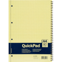 Бизнес тетрадь Quickpad Yellow Pad, A4, 80 листов, в клетку, на спирали, ламинированый картон