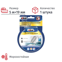 Клейкая лента монтажная Unibob 19мм х 5м, для крепления зеркал, двусторонняя, белая