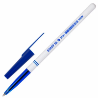 Шариковая ручка Staff Basic BP-244 синяя, 0.35мм, белый корпус
