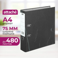 Папка-регистратор 75мм Attache Economy нов мрам А4 чер, бум/бум, б/мет угол