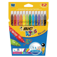 Фломастеры для рисования Bic Kid Couleur 12 цветов, суперсмываемые