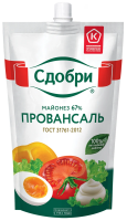 Майонез Сдобри Провансаль ГОСТ 67%, 350г