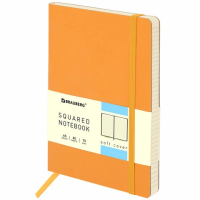 Записная книжка Brauberg Metropolis Ultra персиковый, А5, 80 листов, в клетку, на сшивке, под кожу