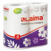 Туалетная бумага Laima 3 слоя, 4 рулона, 18м, белая