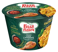 Лапша быстрого приготовления Биг Ланч с тушеной курицей и луком, 90г, ведро