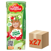 Сок детский Сады Придонья Яблоко с 4 месяцев, 200мл x 27 шт