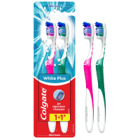 Зубная щетка Colgate White Plus отбеливающая жесткая, промоупаковка 1+1
