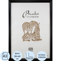 Рамка Зебра черная, 30х40см, пластик