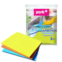 ХозСалфетки: губчатая 15х17,5 целлюлоза YORK /пач.=3 шт. (пач.) 024010