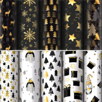 Бумага упаковочная подарочная новогодняя 'Black.Gold.White', 70х100 см, 10 дизайнов ассорти, ЗОЛОТАЯ СКАЗКА, 592052